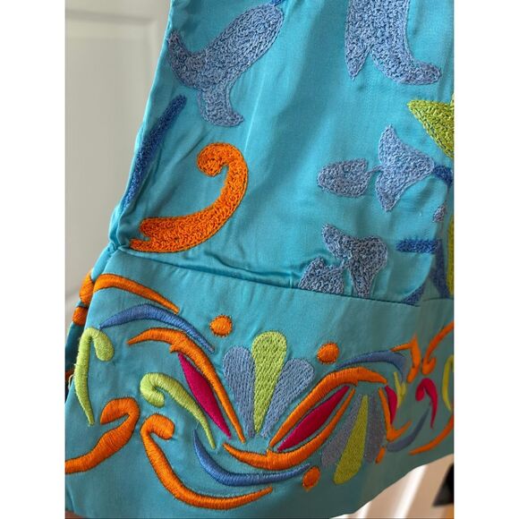 Gretchen Scott Midori Embroidered Dress – Turquoise Multi, Med $228 C17 - Picture 7 of 10
